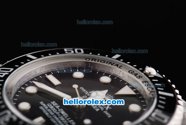 Rolex Sea-Dweller Oyster Perpetual Date Automatic Movement White Round Hour Marker with Black Dial and Bezel-SS Strap - Click Image to Close